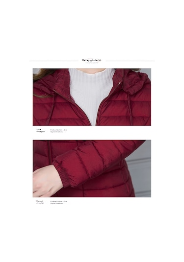 Kısa, Hafif, Yeni Dar Kesim Kadın Ceketi Hünnap Kırmızısı