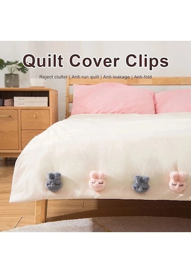 Gri Kalp Şekli-peluş Tavşan Pençesi 4 Adet Çarşaf Kapak Yorgan Tutucu Askıları Jartiyer Örtüsü Çarşaf Kaymaz Ev Gereçleri 47127312