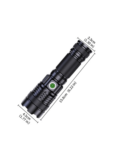 Wezone Usb Şarjlı Led Fener, 1200 Lumen, 1000m Uzaklık, 4 Işık Modu, Su Geçirmez, Zoom Özelliği, Kamp/hiking/acil Durumlar İçin Alüminyum Gövde A56 Siyah