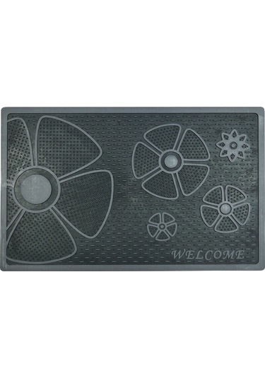 Welcome Yazılı Çiçek Desenli Kauçuk Kapı Önü Paspası (507916483)