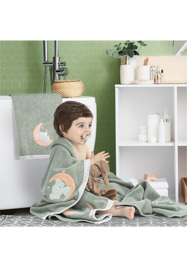 Gezenbebe Hero Nakışlı Bebek Çocuk Banyo Havlusu 70x140 Bej