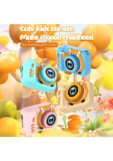 Vkemall Kız Çocukları İçin 20mp Çift Kameralı 720p Video Çekici, 2.0 İnç Ekran, 4x Zoom, Dahili Pil,  Oyuncak Kamera Pembe