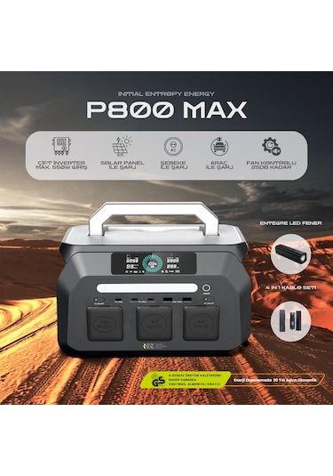 512wh 1600w Max. Lifepo4 Taşınabilir Güç Kaynağı Dahili Fener Ve Kablo Seti +4000 Döngü %99.99 Bms Çoklu Çıkış P800