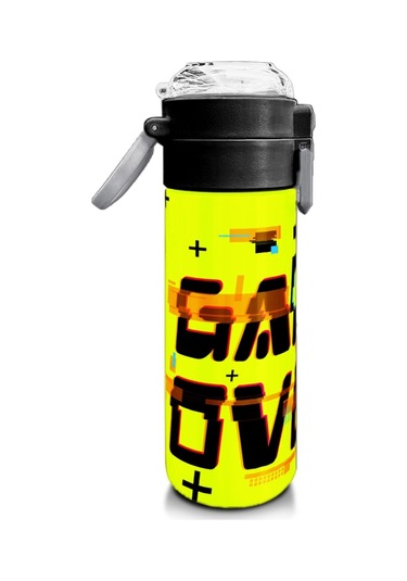 Coral High 500 Ml Paslanmaz Çelik Okul Termosu/suluk/matara - Erkek Çocuk - Siyah Neon Sarı Game Over Desenli - Sızdırma Yapmaz Çok Renkli