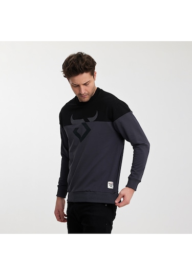 Twobull HELSİNKİ Erkek  Siyah / Füme Sweatshirt