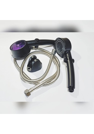 Qianfan Turbo Pervaneli 5 Fonksiyonlu Duş Başlığı Krom Duş Siyah