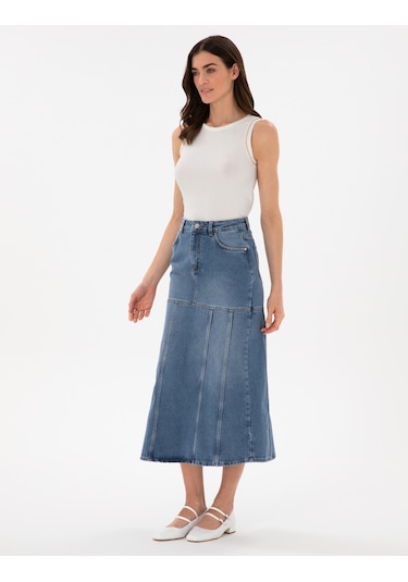 Pierre Cardin Kadın Mavi Etek Jean 50301321-vr036 Mavi