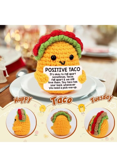 Mufunye El Yapımı Örgü Taco Tavuk Bebek - Duygusal İçecek, , 5x5x7.5cm, 14g, Opp Çanta Sarı