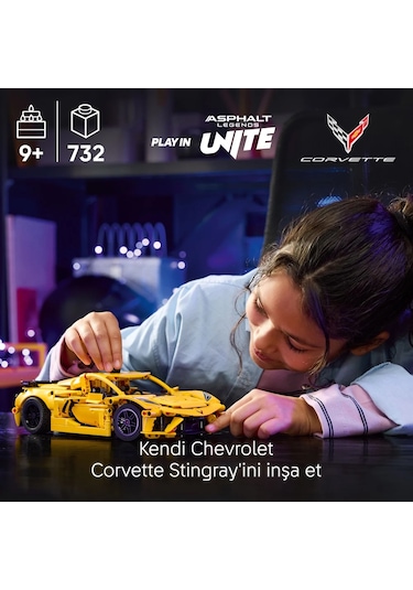 LEGO® Technic Chevrolet Corvette Stingray 42205 - 9 Yaş ve Üzeri Çocuklar için Spor Araba İçeren Oyuncak Yapım Seti (732 Parça)