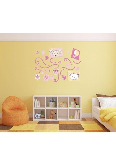 Duvar Süsü Sticker 2 Adet Çiçekli Ağaç Desenli Pvc 70x50x0,5cm