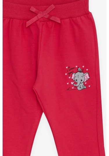 Breeze Kız Bebek Eşofman Altı Bebek Fil Baskılı 6 Ay-2 Yaş, Fuşya