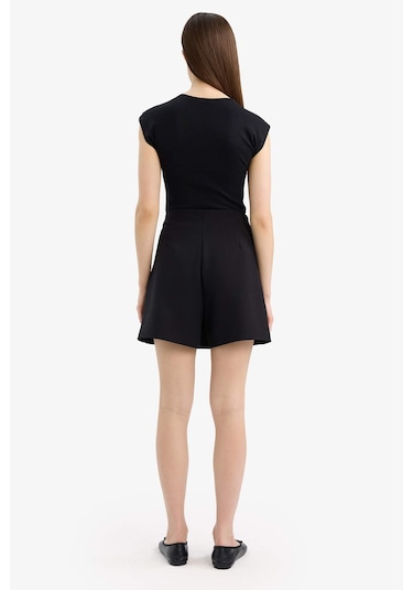 DeFacto Normal Bel Basic Düz Şort Etek C1860AX25SPBK81 Siyah