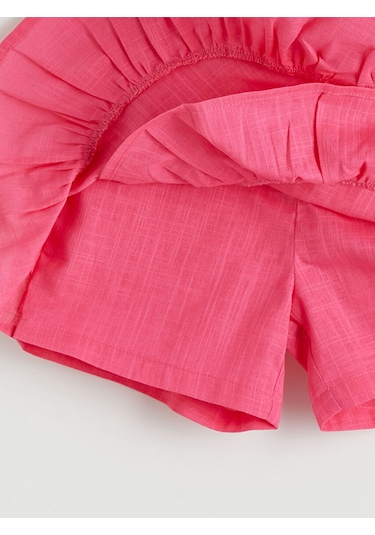 Fırfırlı Kız Çocuk Şort Etek Orta Pembe