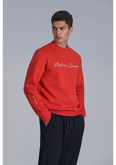 Lufian Erkek Loved Sweatshirt 112030137 Açık Kırmızı Açık Kırmızı