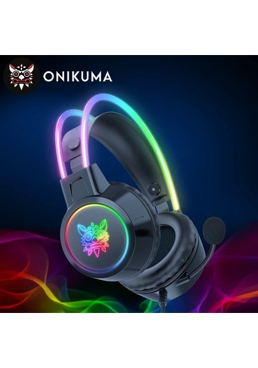 Xuweiwei Onıkuma Profesyonel Kablolu Oyun Kulaklığı Siyah Rgb Işık Gürültü Önleyici Mikrofonlu Pc Ps4 Ps5 Xbox İçin