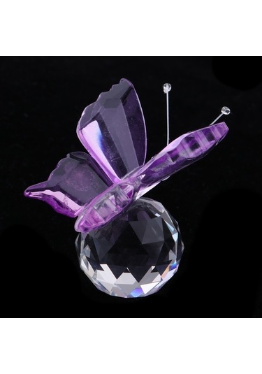Pazly Uçan Top Süsleme Mor Kristal Kesim Kelebek Homyl Heykelcik Cam Wg
