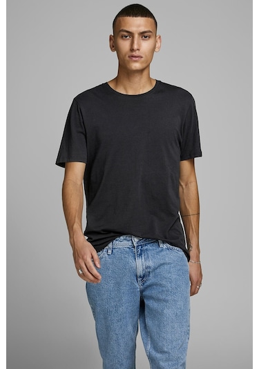 Jack & Jones Jack Jones Erkek Bisiklet Yaka Tişört 12156101 Siyah