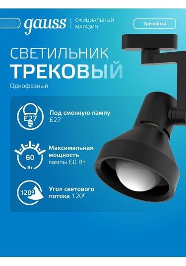 Gauss Mutfak İçin E27 Siyah Tavan Raylı Lamba 260823158 Siyah