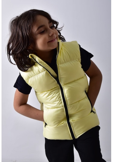 Banada Moda Erkek Çocuk Mat Sarı Şişme Yelek