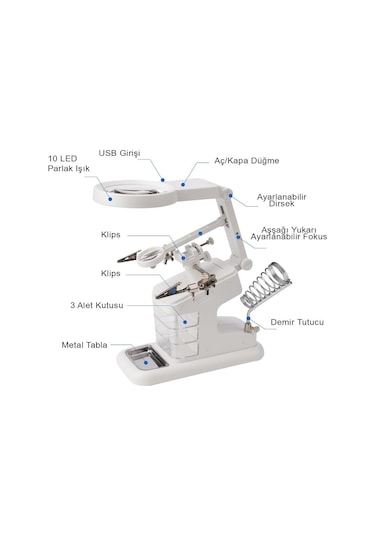 Dailytech 3X 4.5X 25X Büyüteç Yardımcı El Lehimleme Havya Standı