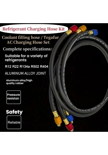 Dashanshop 3 Parça R410a R134a R32 Soğutucu Şarj Hortumu Seti B 1 1.5 2 3 Metre Hvac