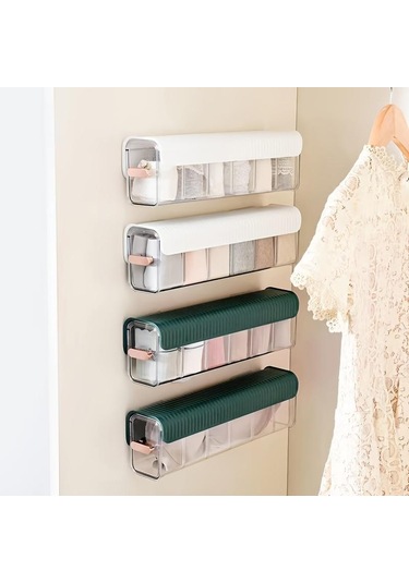 Mavi 1 Adet Temizle Duvara Monte Çekmece Organizatör Ayarlanabilir Bölmeli Duvar Asılı Şeffaf İç Külot Depolama Mavi
