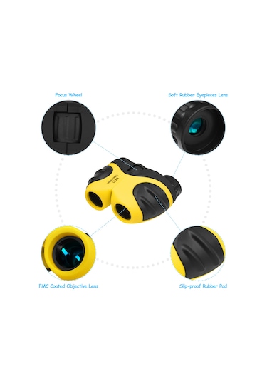Suofeng Çocuklar İçin 8x21 Kompakt Binokülör - Bak4 Prisma, Fmc Lensli, Dayanıklı Ve Güvenli - Sarı Renkli Çanta Ve Askı İçerir