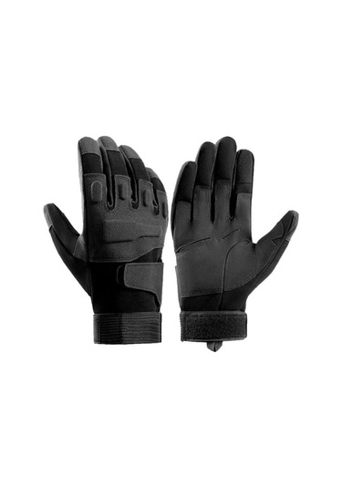 Taktik Tam Parmak Dokunmatik Eldiven-motosiklet-bisiklet-spor-outdoor-eldiven L-siyah