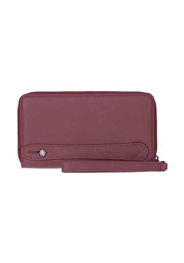 Bloomporter Pebble Bordeaux Hakiki Deri Telefon Bölmeli Cüzdan Bordo