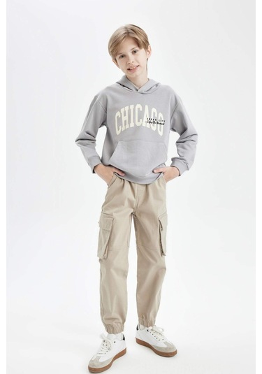 DeFacto Erkek Çocuk Kapüşonlu Cepli Baskılı Sweatshirt C9798A824WNGR247