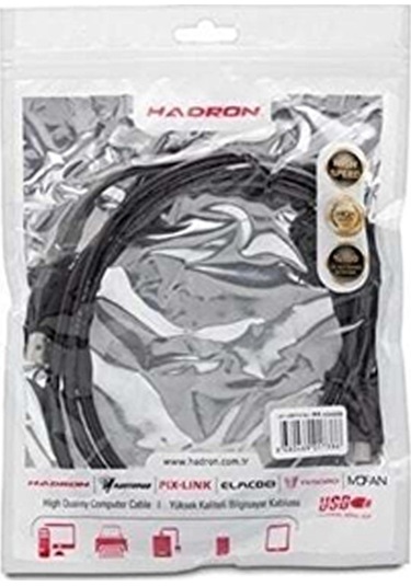 Hadron HDX7538 5 Pin Plastik 1.5 M V3 Uclu Yazıcı Şarj Ve Data Kablosu Siyah