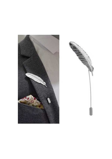 Flybuy Yaprak Tüy Sevimli İğne Gümüş Broş Ju Gümüş