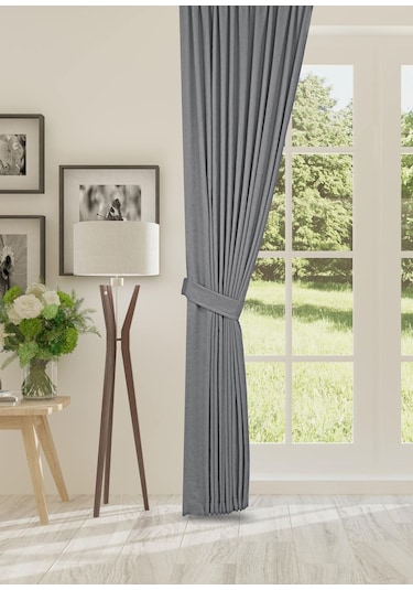 Cheap's Home Petek Dokulu Kadife Dokuma Sık 1 X 3 Pileli Fon Perde Açık Gri Açık Gri1
