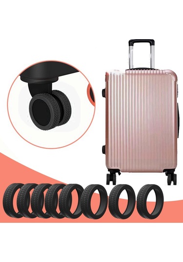 Homyl 8 Adet Bagaj Bavul Tekerlekleri Yumuşak Açık Siyah Siyah