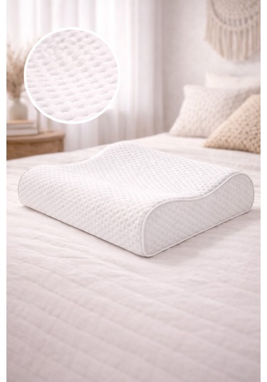 Microjelly Pamuklu Boyun Destekli 50 X 70 Cm Ergonomik Yastık Beyaz