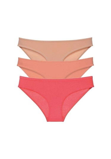 3 Adet Süper Eko Set Likralı Kadın Slip Külot Ten Pudra Fuşya (549413852) Çok Renkli
