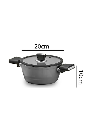 Polochef Seramik Tencere Seti 7 Parça Gri Gri