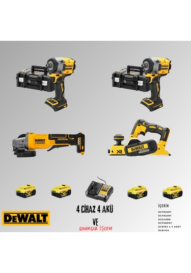 Dewalt DCF922NT + DCF922NT + DCG408N+ DCP580NT 4 Adet 5 Amper Akü + Şarj Aleti Set