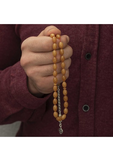 Gümüş Püskül Arpa Sıkma Kehribar Tesbih