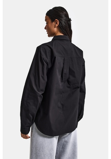 Itsbasic Kadın Siyah Renk Oversize Kravatlı Özel Tasarım Bol Kesim Gömlek