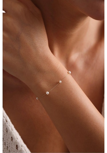 Gianfranco Zincirli İnci Bilekik Altın Sarı Altın