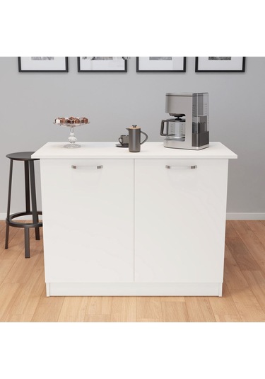 Umg Mobilya Patentli 120lik Benzila Ada Mutfak, Mutfak Adası, Çok Amaçlı Dolap, Mutfak Masası Beyaz