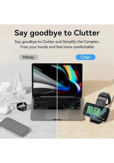 Motion003 Beyaz 1 Adet Fdgao 3u 1 Arada Kablosuz Sarj Istasyonu İphone Uyumlu 16 15 14 Pro Max İwatch Airpods 15w Hizli Sarj Usb C