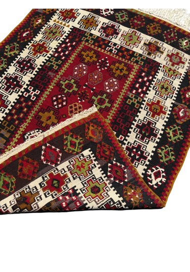El Dokuma Antika Gömürgen Kilimi 112x150 Kök Boya %100 Yün Kilim