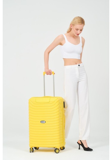 Keo-plus Sarı Orta Boy Silikon Kırılmaz Pp Valiz Siyah