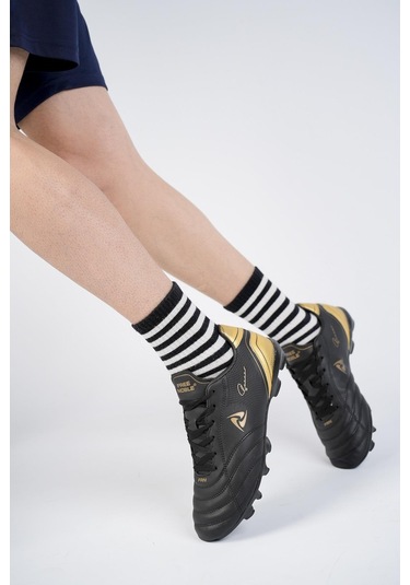 Muggo Pascal Unisex Garantili Krampon Halı Saha Futbol Spor Ayakkabı Siyah-ALTIN Siyah - Altın