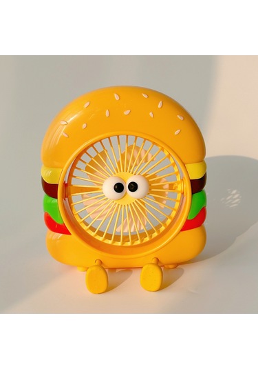 Lyon Gıda Oyun Serisi Karikatür Elektrik Fan Küçük Yatakhane Fanı Mini Usb Fanı Taşınabir El Fanı Kırmızı Patates Kızartması