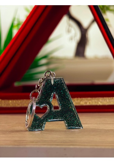 Harfli Anahtarlık Epoksi Kişiye Özel Yapım El Yapımı Harf Anahtarlık Kalp Model Özel Tasarım Hediyelik Ürün Kalp Desenli Simli Anahtarlık Antik Gümüş
