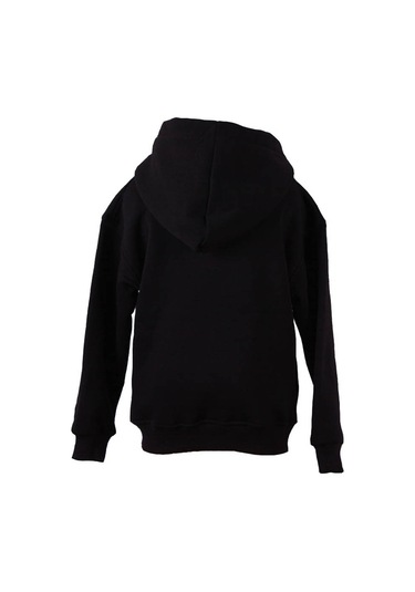 Trender Fermuarlı Kapüşonlu Siyah Kız Çocuk Sweatshirt 3 İp Şardonlu Basic SiYAH