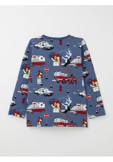 Breeze Erkek Çocuk Araba Baskılı Pijama Takım-15361 İndigo